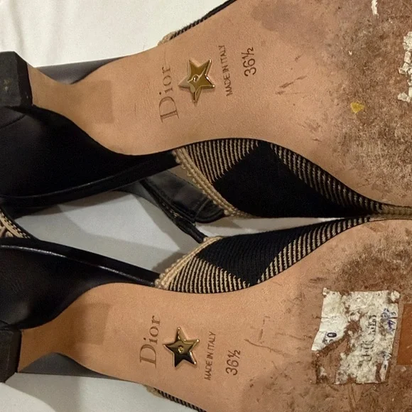 Dior Black and Tan Check Heels - Picture 6 of 11